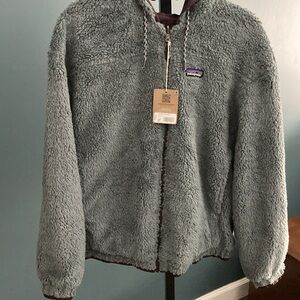 New Women’s L Patagonia Reversible Los Gatos Cambria Gray Fleece & Plum Jacket